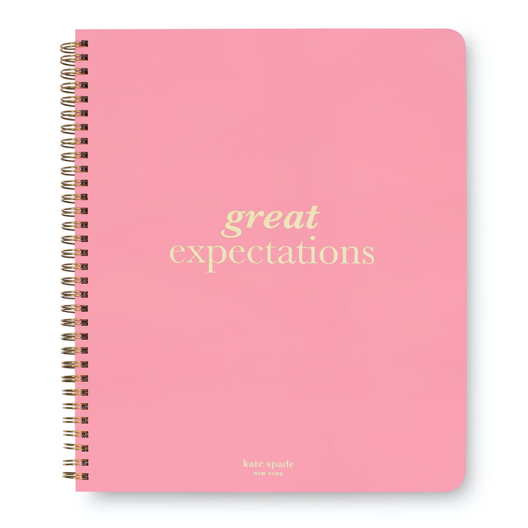 Kate Spade New York Large College Ruled Notebook, 11" x 9.5" Pink Spiral Notebook with 160 Pages, Great Expectations