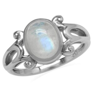 Silvershake Genuine Rainbow Moonstone 925 Sterling Silver ViCaratorian Inspired Casual Ring Size 9.25