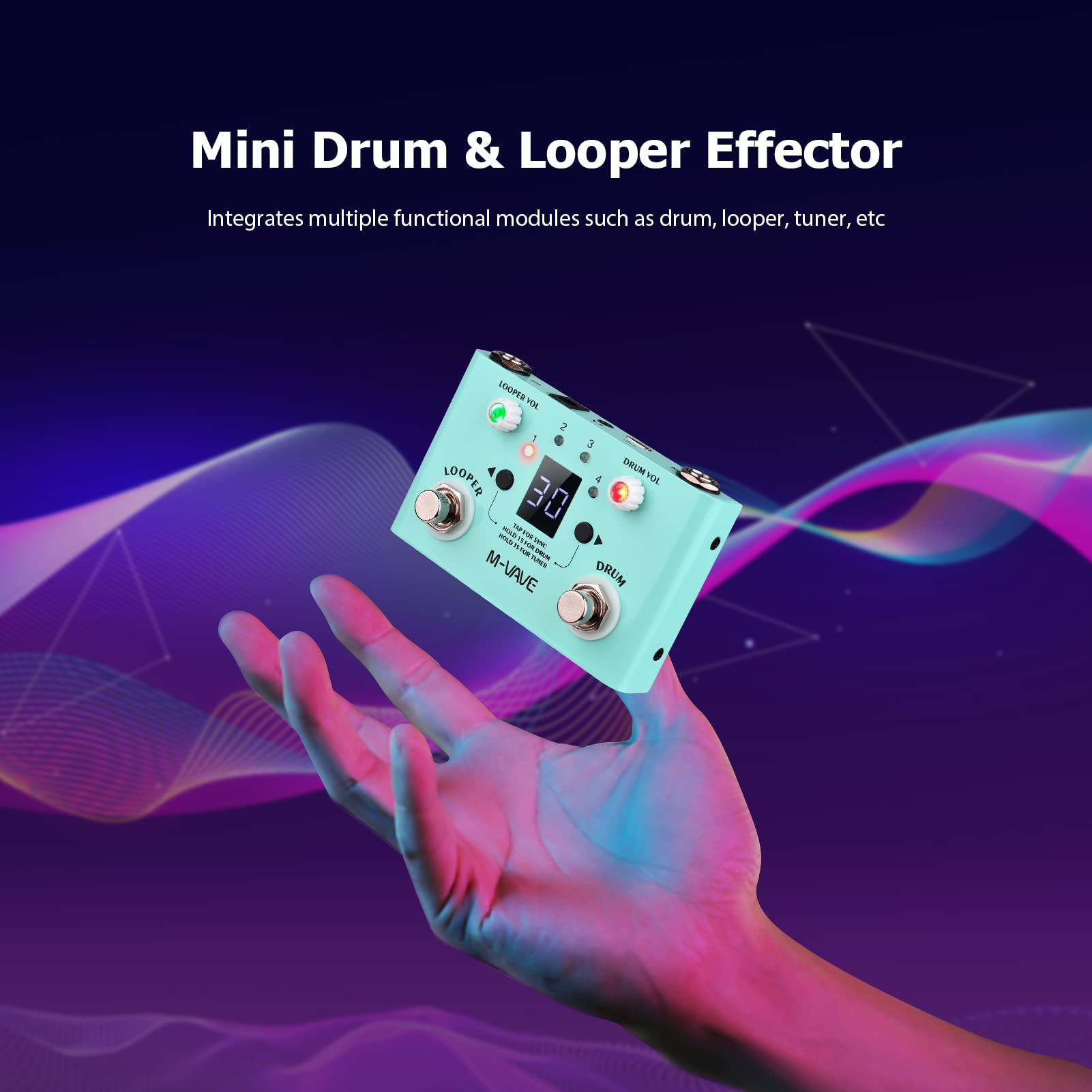 Btuty Effect Pedal Drum & Looper Effector Mini 2-in-1 Looper & Drum Machine Double Footswitch Looper Pedal Looper Guitar Pedal 30 Drums & 4 Loops High Tuner