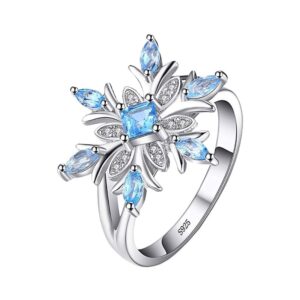 1x women jewellery ring silver christmas snowflake blue crystal wedding party thumb knuckle ring love gift size 8 durable and useful deft and fashion