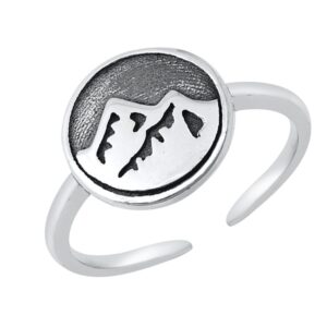 olie & jolie 925 sterling silver oxidized mountains adjustable toe ring