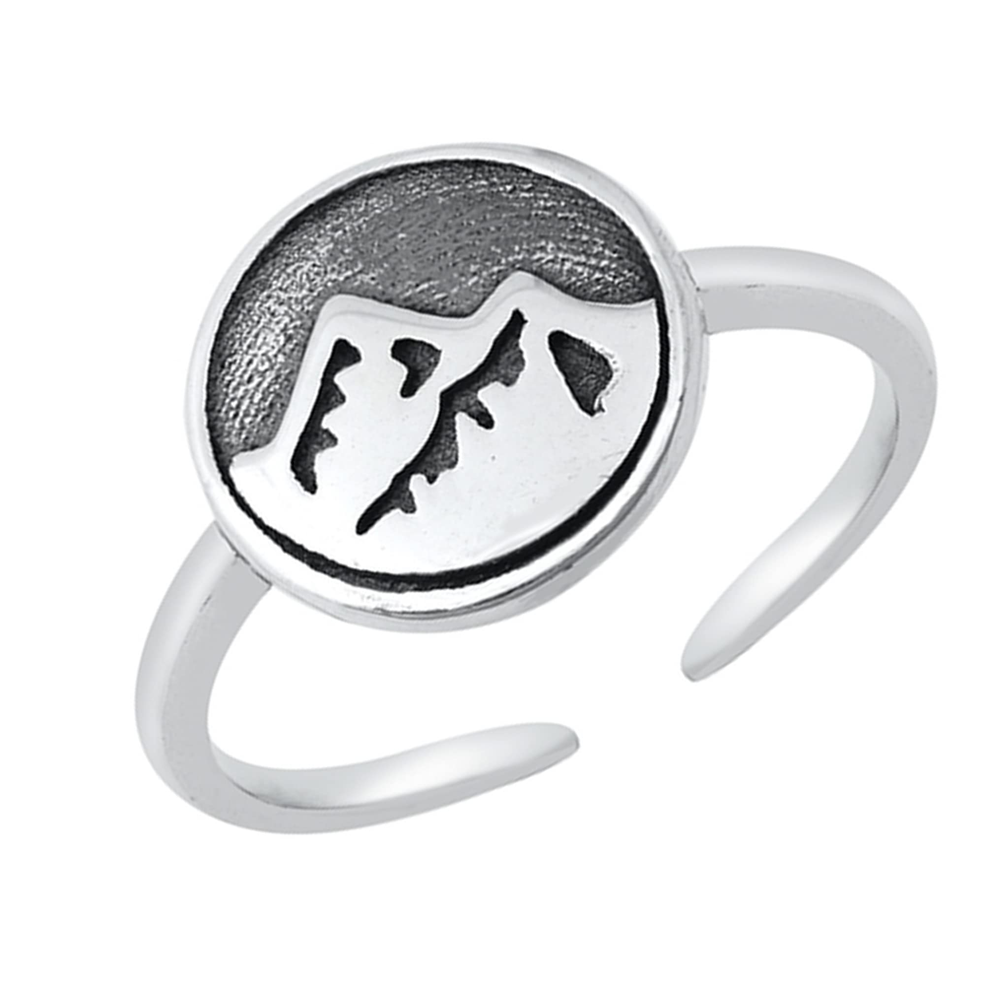 OLIE & JOLIE 925 Sterling Silver Oxidized Mountains Adjustable Toe Ring