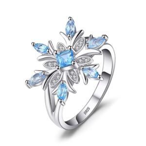 1X Women Jewellery Ring Silver Christmas Snowflake Blue Crystal Wedding Party Thumb Knuckle Ring Love Gift Size 8 Durable and Useful Deft and Fashion