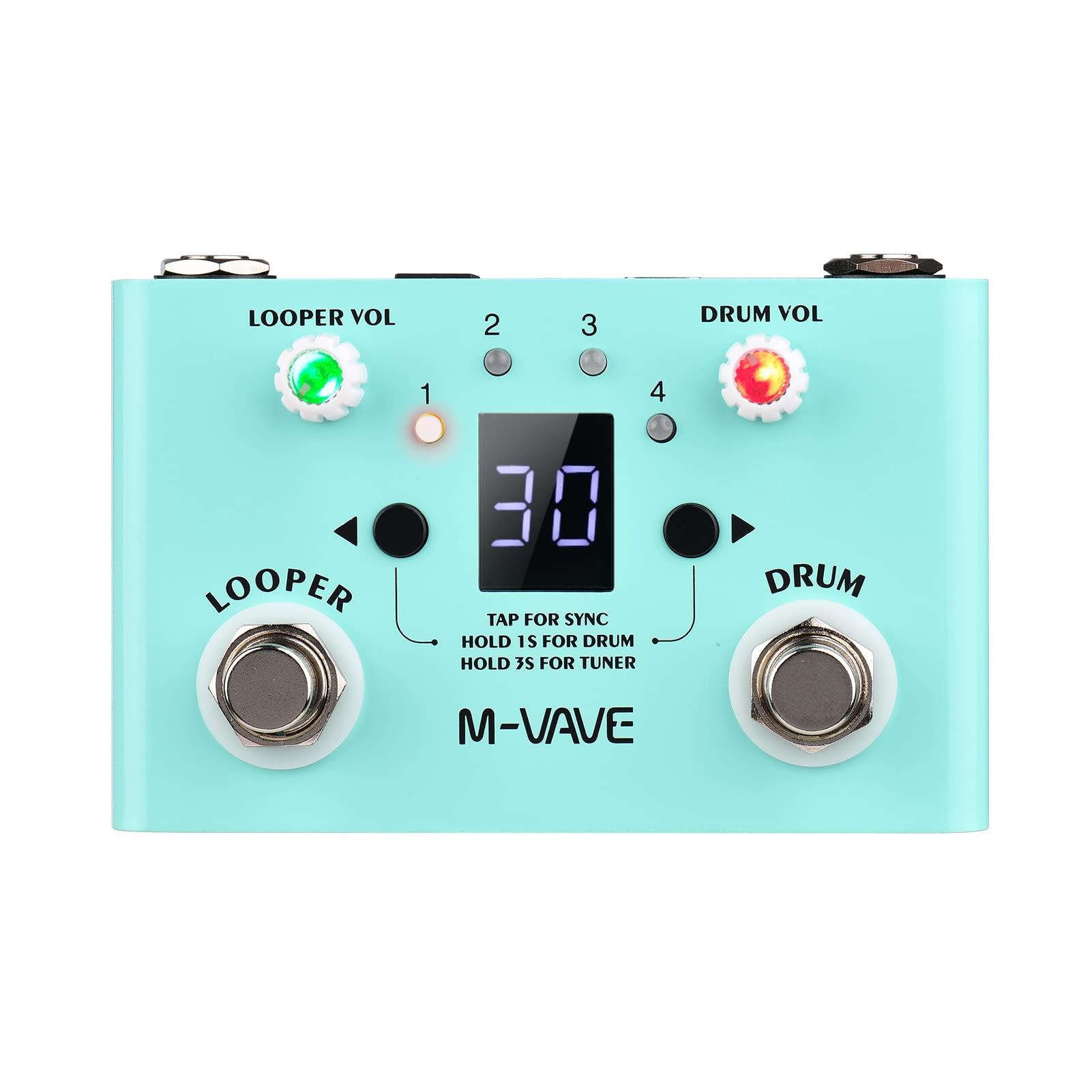 Btuty Effect Pedal Drum & Looper Effector Mini 2-in-1 Looper & Drum Machine Double Footswitch Looper Pedal Looper Guitar Pedal 30 Drums & 4 Loops High Tuner