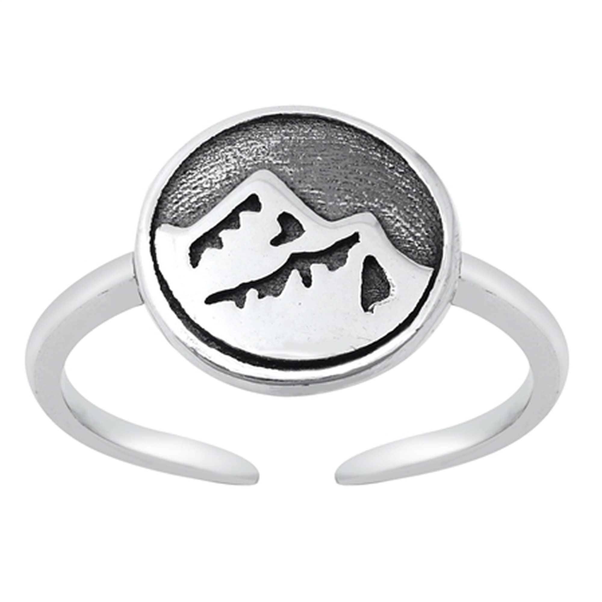 OLIE & JOLIE 925 Sterling Silver Oxidized Mountains Adjustable Toe Ring