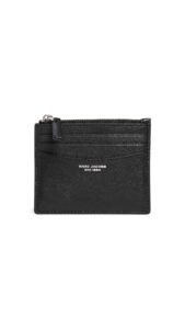 marc jacobs women's the slim 84 zip card case, black, one size