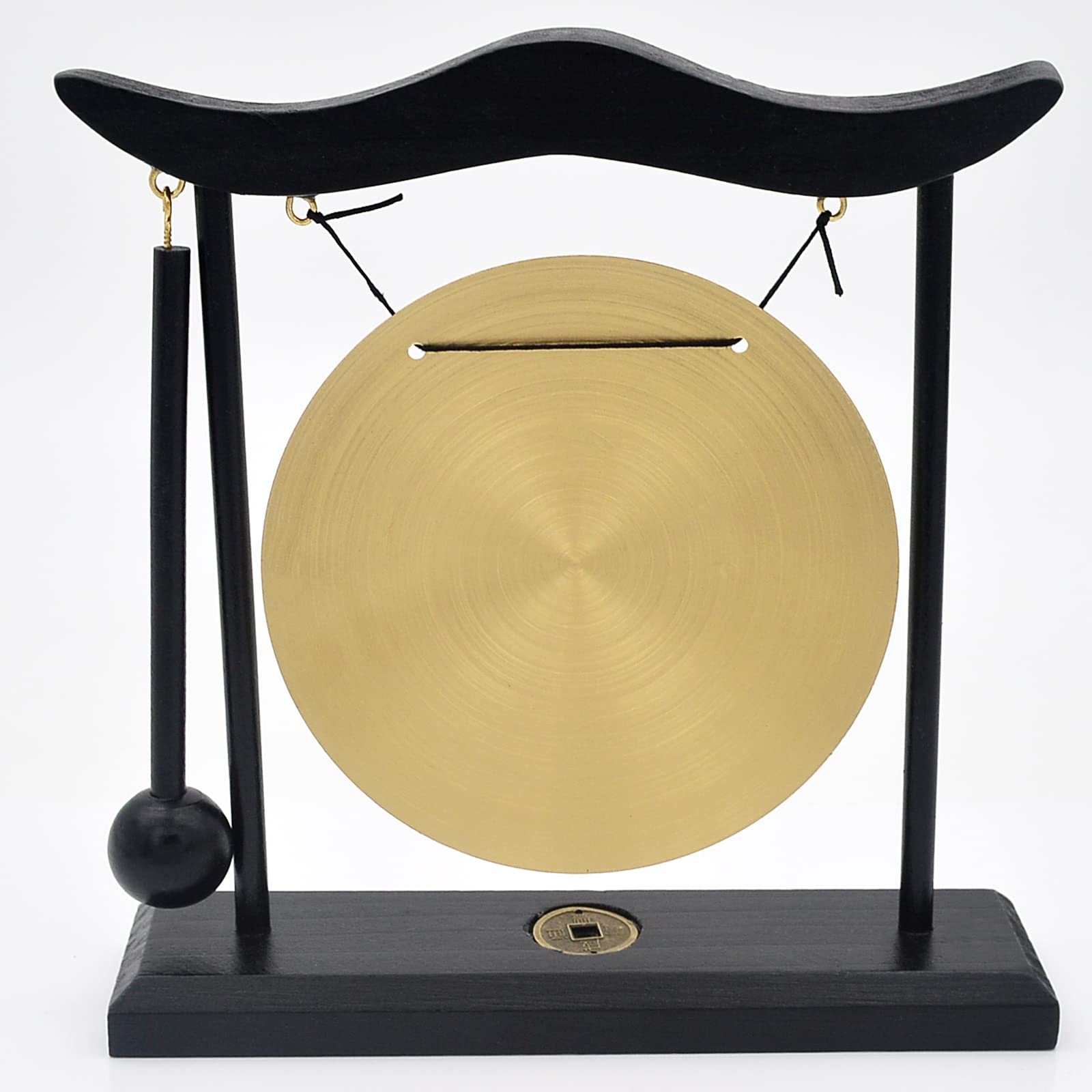 Feng Shui Brass Gong Desktop Zen Art for Fortune + Free Red String Bracelet H1304