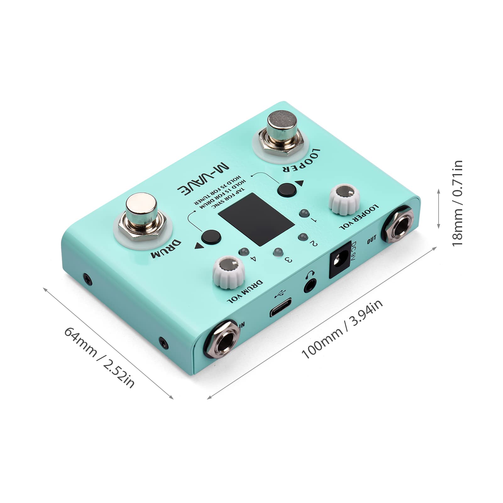 Btuty Effect Pedal Drum & Looper Effector Mini 2-in-1 Looper & Drum Machine Double Footswitch Looper Pedal Looper Guitar Pedal 30 Drums & 4 Loops High Tuner