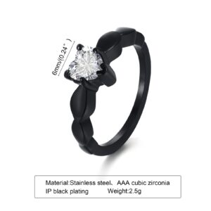 Personalized Matching Promise Rings for Couples Set with 2 Rings Black CZ Wedding and Engagement Ring Set for Women and Men Couples Promise Rings for Him and Her Titanium Inside Engraved Name Rings