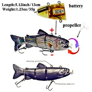 Fishing Lures Electric Lure Swimbait USB Rechargeable Bait Crankbait Automatic Swimming Lifelike Fish Fishing Tackle 5.12" (A)