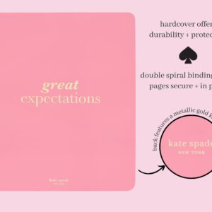 Kate Spade New York Large College Ruled Notebook, 11" x 9.5" Pink Spiral Notebook with 160 Pages, Great Expectations