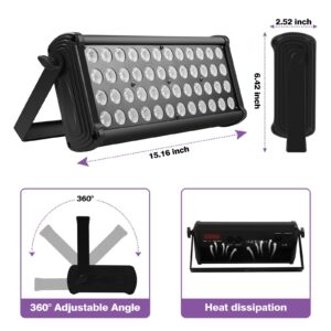 Stage Light Bar Wash Light 80W 48LEDs RGB Dj Lights Bar 2-8-12 DMX Control Auto Play Sound Activated Uplight Bar for Wedding Disco Party Stage Lighting