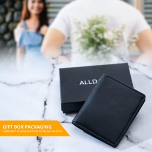 Alldaily Small RFID Wallet for Women Slim Compact Bifold Pocket Ladies Travel Mini Purse (Black)