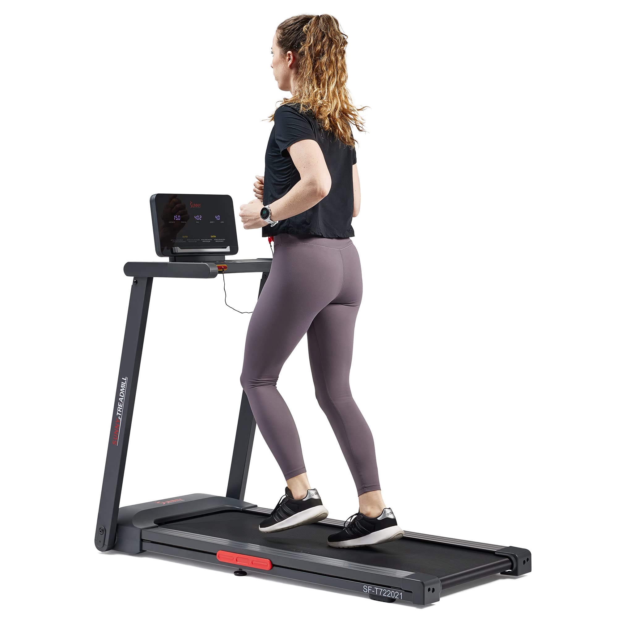 Sunny Health & Fitness Interactive Slim Folding Treadmill with Advanced Brushless Technology, Enhanced Stabilization & Exclusive SunnyFit® App Enhanced Bluetooth Connectivity - SF-T722021