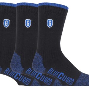 BLUE GUARD Blueguard - 3 Pack Mens Heavy Duty Cotton Durable Work Socks with Arch Support (13-15, Black)