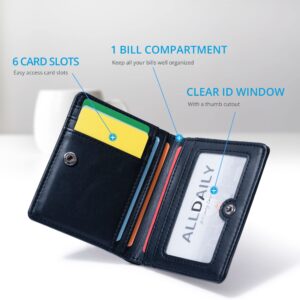 Alldaily Small RFID Wallet for Women Slim Compact Bifold Pocket Ladies Travel Mini Purse (Black)