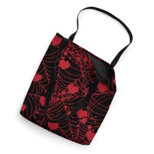 Spiderweb Valentine's Day Hearts Gothic Goth Black Fairycore Tote Bag