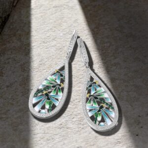 Santuzza Enamel Dragonfly Earrings 925 Sterling Silver Cubic Zirconia Teardrop Dangle Earrings for Women