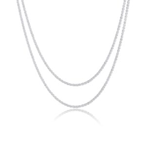 Tasiso Silver Plated Rope Chain Necklace Dainty Shiny Twist Chain Necklace For Women Sparkling Choker Necklace Set Stacking Minimalist Jewelry Gift 38/42CM