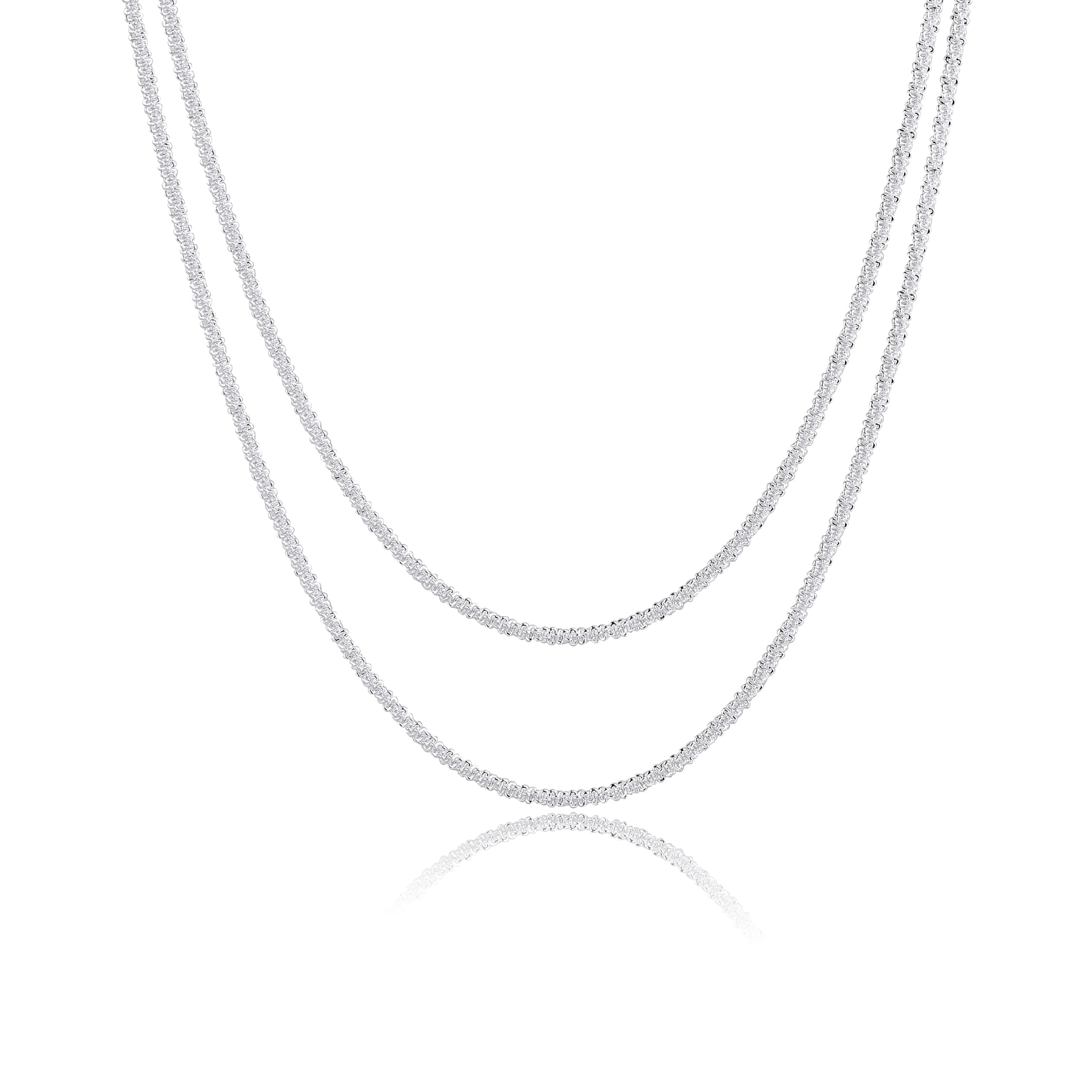 Tasiso Silver Plated Rope Chain Necklace Dainty Shiny Twist Chain Necklace For Women Sparkling Choker Necklace Set Stacking Minimalist Jewelry Gift 38/42CM