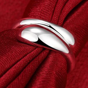 925 Sterling Silver Handmade Ring Adjustable Open Rings for Women and Men, Cross Heart Wedding Band Zircon Promise Ring Valentine's Day Gifts (Water Drop)