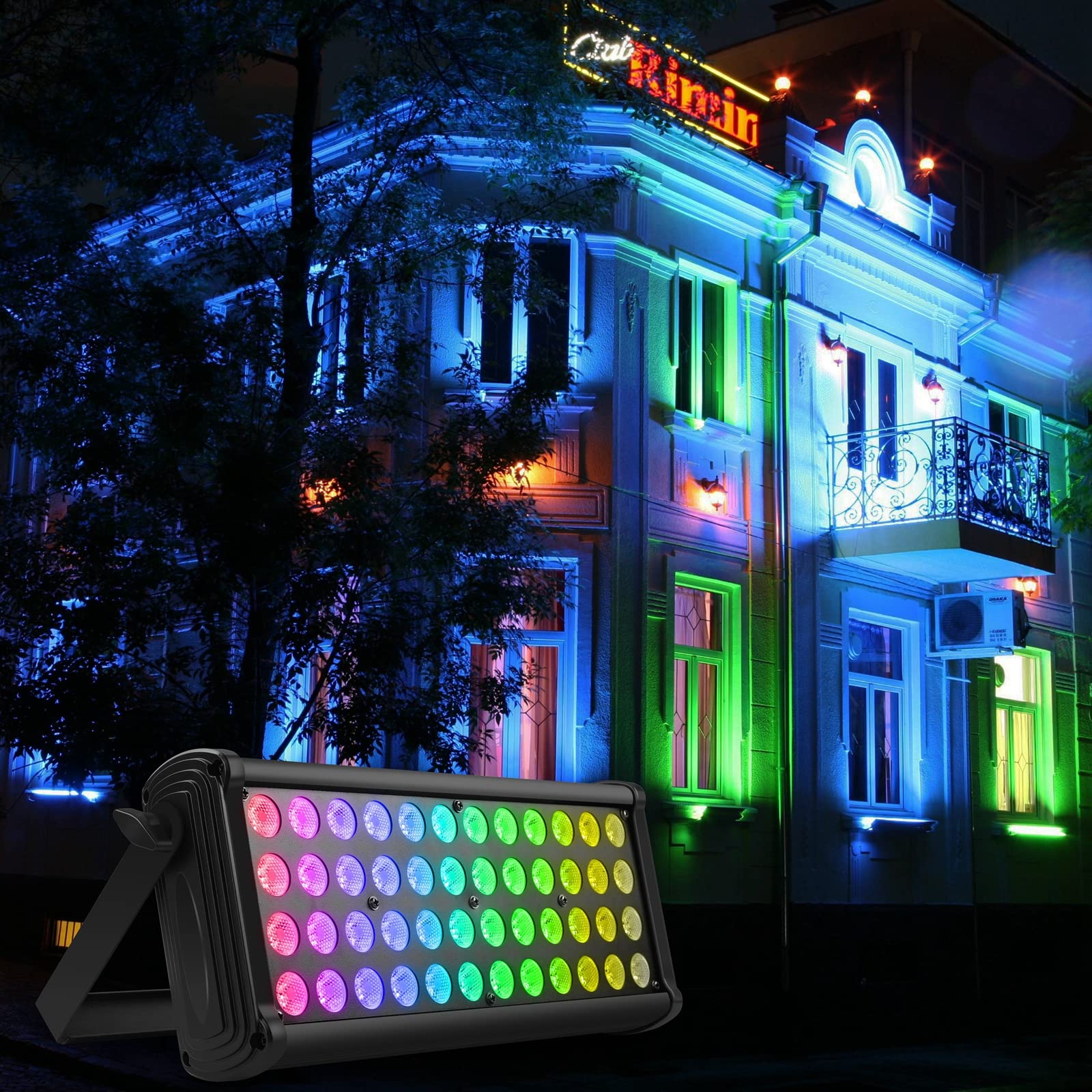 Stage Light Bar Wash Light 80W 48LEDs RGB Dj Lights Bar 2-8-12 DMX Control Auto Play Sound Activated Uplight Bar for Wedding Disco Party Stage Lighting