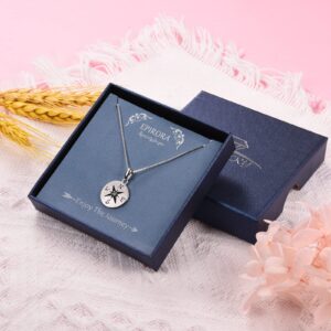 EPIRORA 2024 Graduation Gifts for Her, Sterling Silver Compass Necklace for Women, High School College Class of 2024 Graduation Inspirational Jewelry Gifts