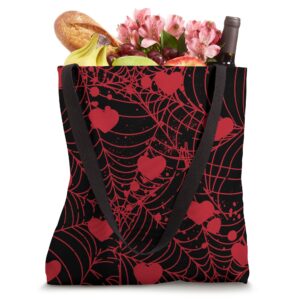 Spiderweb Valentine's Day Hearts Gothic Goth Black Fairycore Tote Bag