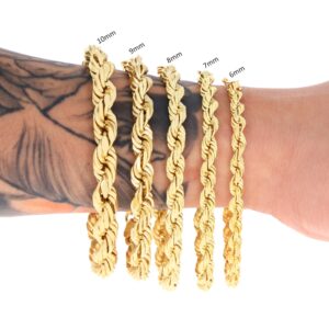 Nuragold 14K Yellow Gold Solid Rope Diamond Cut Chain Necklace, Bracelet, or Anklet/Lengths 7"- 30" / All widths from 1mm to 10mm - Real Italian Jewelry for Mens and Womens