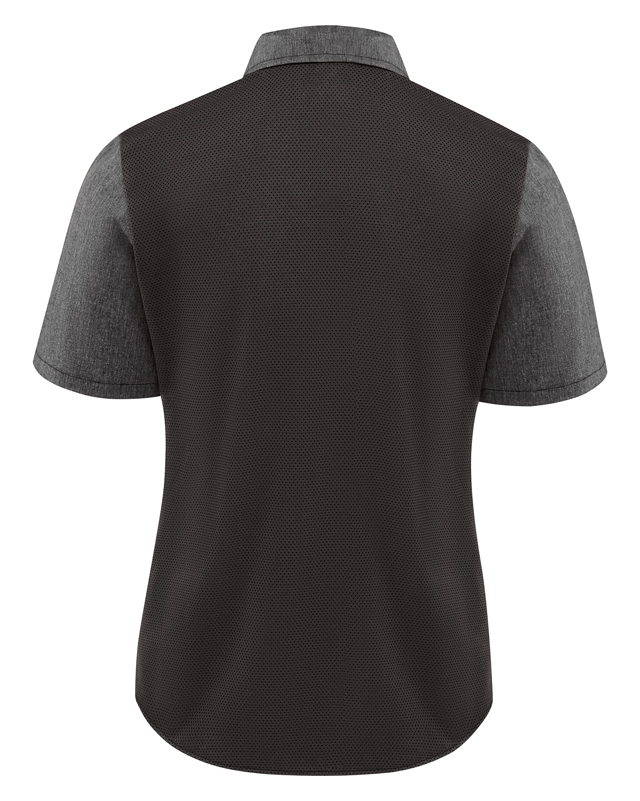 Red Kap Women's Airflow Cook Shirt with Oilblok, Charcoal Heather with Charcoal/Black Mesh, Large