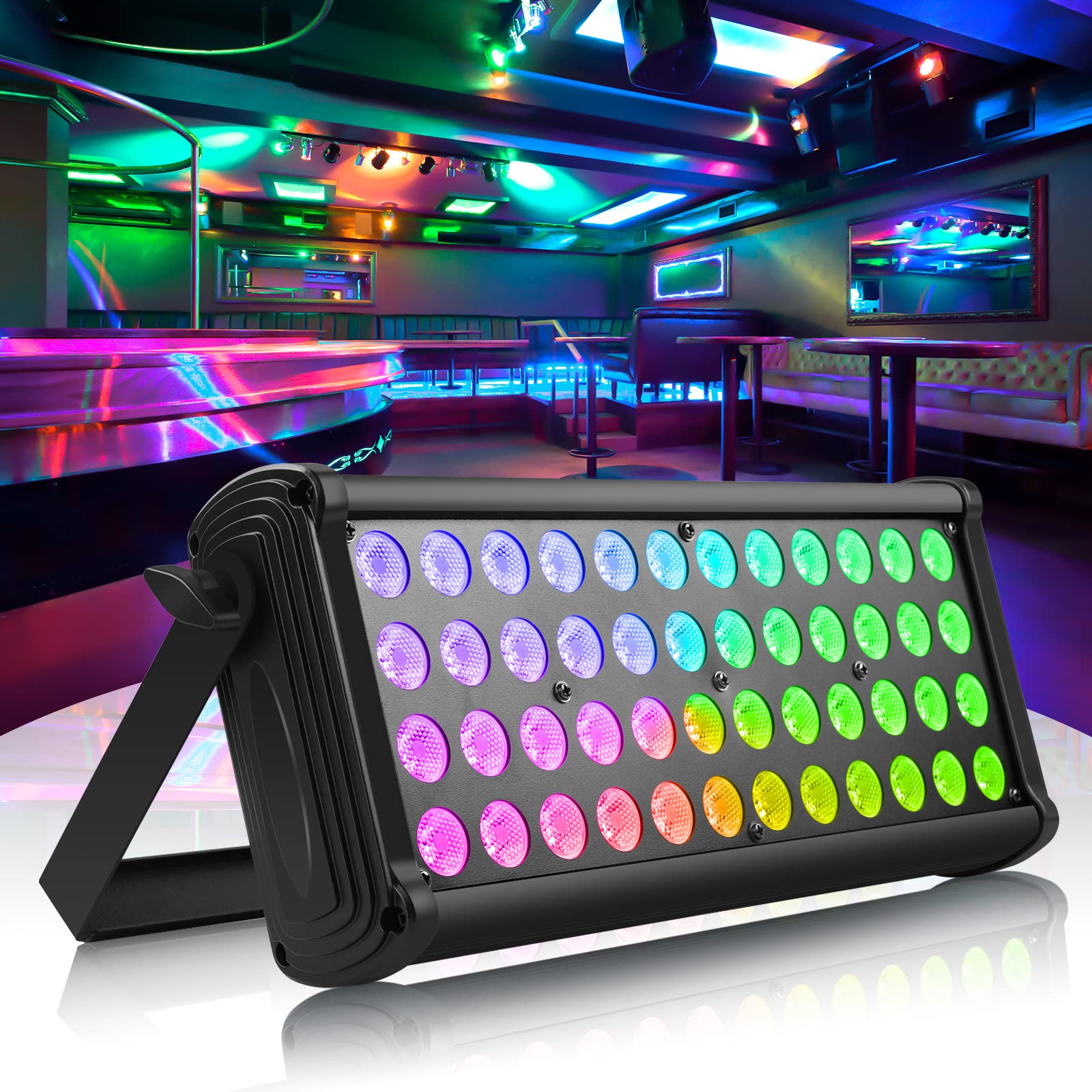 Stage Light Bar Wash Light 80W 48LEDs RGB Dj Lights Bar 2-8-12 DMX Control Auto Play Sound Activated Uplight Bar for Wedding Disco Party Stage Lighting