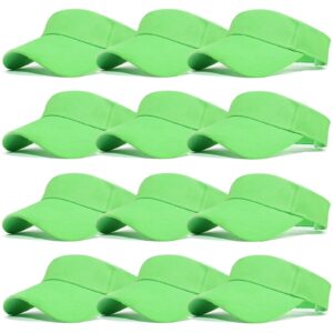 ultrafun unisex sports sun visor adjustable uv protection sun hat cap for beach pool golf tennis (12pack-neon green)