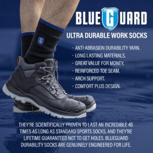 BLUE GUARD Blueguard - 3 Pack Mens Heavy Duty Cotton Durable Work Socks with Arch Support (13-15, Black)