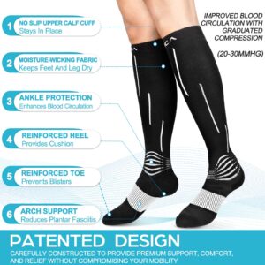 NEENCA Compression Socks, Medical Athletic Calf Socks for Injury Recovery & Pain Relief, Sports Protection—1 Pair, 20-30 mmhg