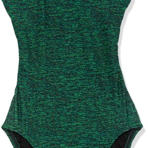 TYR Girls' Standard Durafast Elite Cutoutfit Swimsuit, Green Lapped, 24