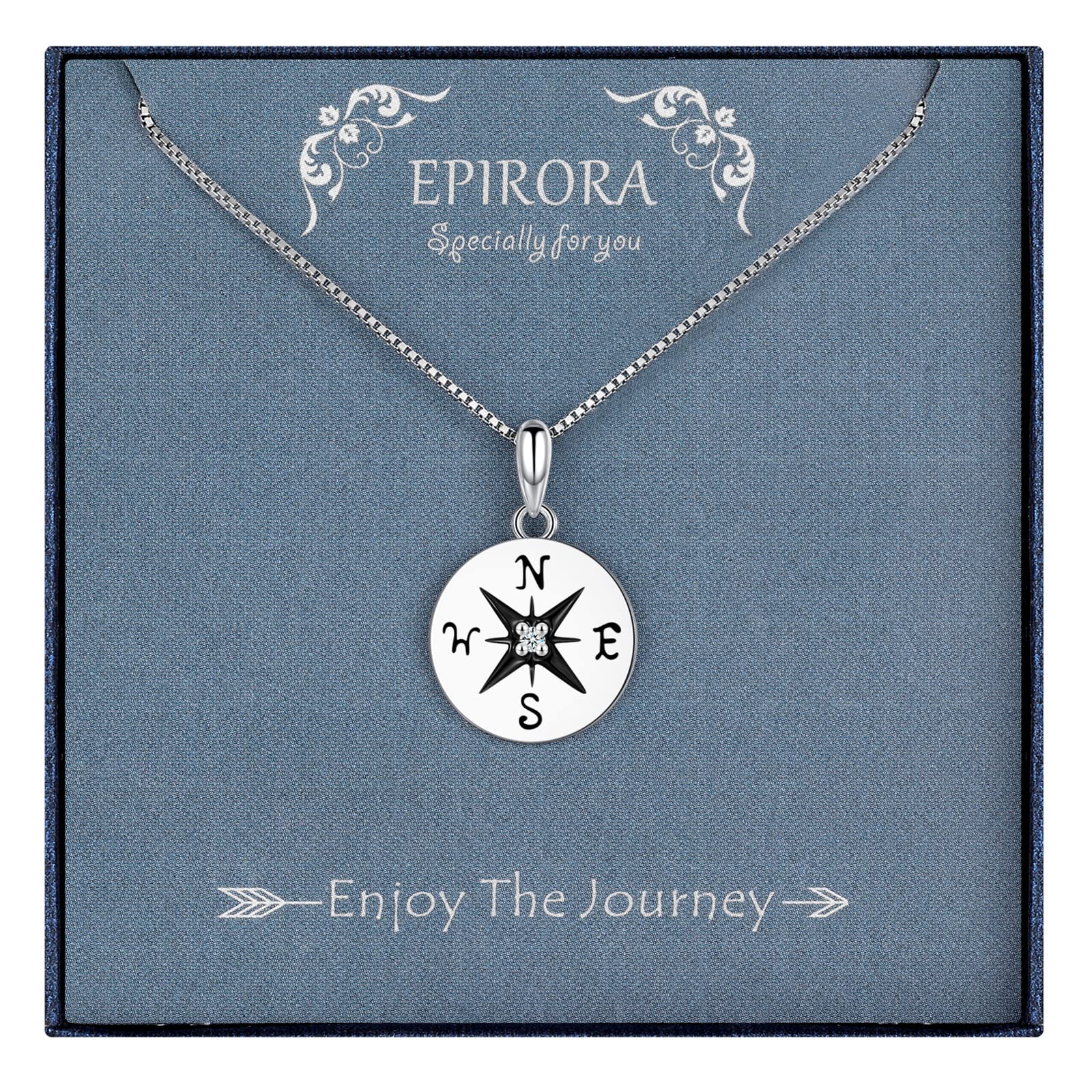 EPIRORA 2024 Graduation Gifts for Her, Sterling Silver Compass Necklace for Women, High School College Class of 2024 Graduation Inspirational Jewelry Gifts