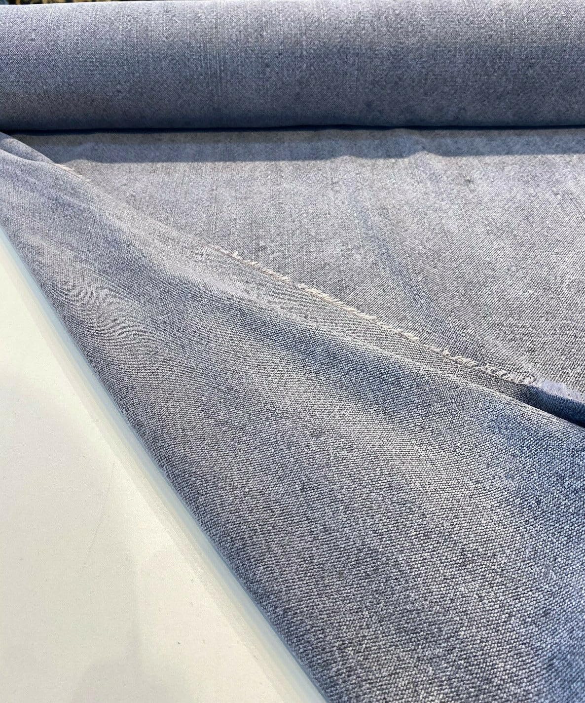 Affordable Home Fabrics Calvin Linen Denim Blue Italian Upholstery Fabric by The Yard