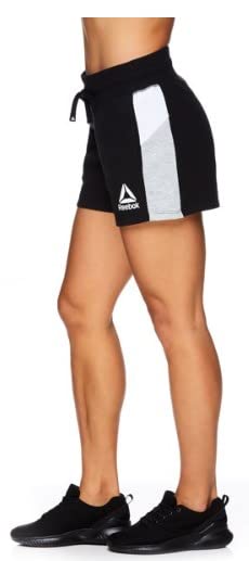 Reebok Women's 3.5" Inseam Running, Relaxing, Journey Color Block French Terry Shorts with Pockets, (Black, XX-Large)