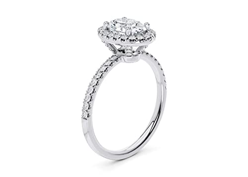 Blocaci Engagement Ring 2.5 CT Oval Shape Halo Moissanite Engagement Rings for Women Gold Plated Silver Free Engraving