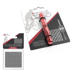 kom cycling tubeless tire repair kit for bikes 8 colors! fixes mountain bike and road bicycle tire punctures tubeless tire repair tool replacement bacon strips bundle