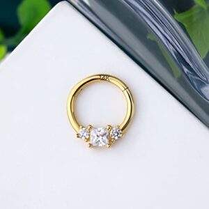 COCHARM 14K Gold Septum Ring for Women 16g Solid Gold 14K Septum Jewelry Cute Yellow Gold Helix Cartilage Earrings 14K Helix Jewelry for Women