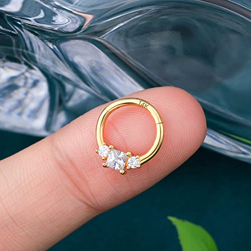 COCHARM 14K Gold Septum Ring for Women 16g Solid Gold 14K Septum Jewelry Cute Yellow Gold Helix Cartilage Earrings 14K Helix Jewelry for Women