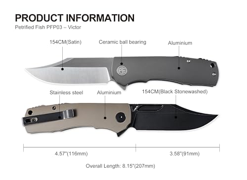 Petrified fish PFP03 Victor,3.58" K110 Satin Blade,140g Micarta Handel Flipper Liner lock Folding knife (Blue Satin)