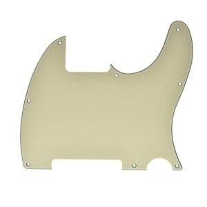 KAISH 8 Hole Tele Blank Guitar Pickguard Tele Pick Guard Scratch Plate for Telecaster Esquire Aged White 3 Ply