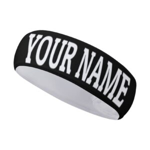 Custom Personalized Workout Sweatbands for Unisex,Sport Headbands Hairband Bandana Balaclava for Gym,Yoga,Basketball,Running Black