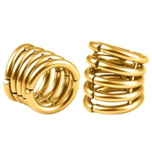 casvort 2 pcs hypoallergenic 316 stainless steel gold classic 00g stacked ring cuffs for stretched lobe ear tunnels and plugs wrap rings gauge earrings women's piercing jewelry