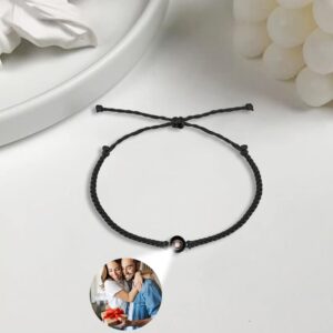 Otftrob Personalized Circle Photo Projection Bracelets for Men Women Customized Adjustable Projection Bracelet with Picture Inside