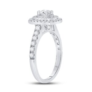 The Diamond Deal 14kt White Gold Round Diamond Halo Bridal Wedding Engagement Ring 1 Cttw