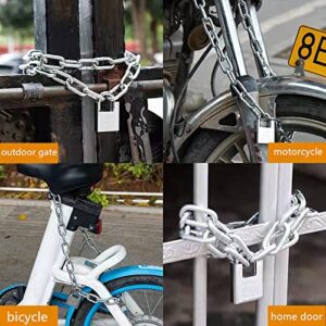 Safety Bicycle Chain Lock, Motorcycle Lock, Cannot Be Cut with Bolt Cutters Or Hand Tools.Premium Case-Hardened Security Chain for Motorcycles, Bike, Generator, Gates ,Outdoor Furniture,, Silver