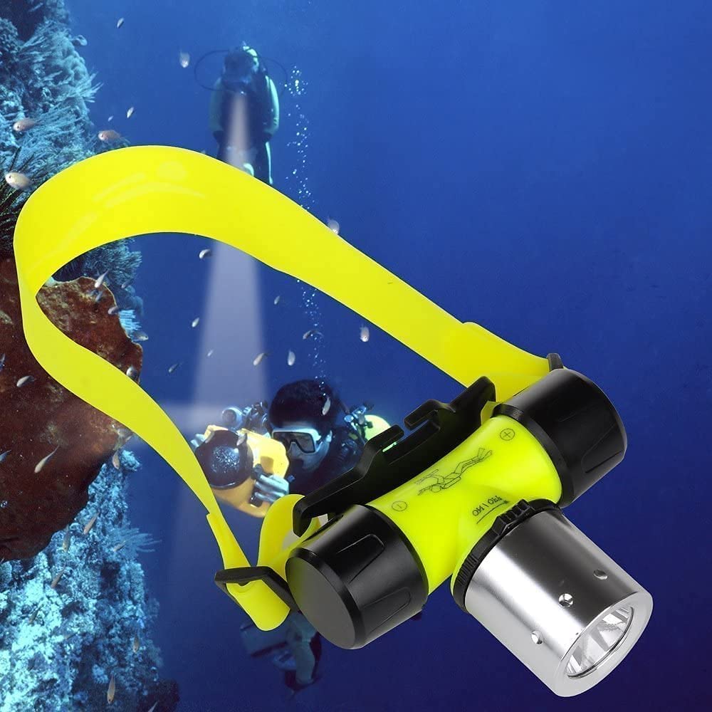 LUXNOVAQ Underwater Flashlight for Diving Super Bright 1800 Lumens LED Diving Headlamp, IPX8 Waterproof Scuba Dive Light 3 Modes Snorkeling Diving Flashlight Dive Torch for Underwater Sports